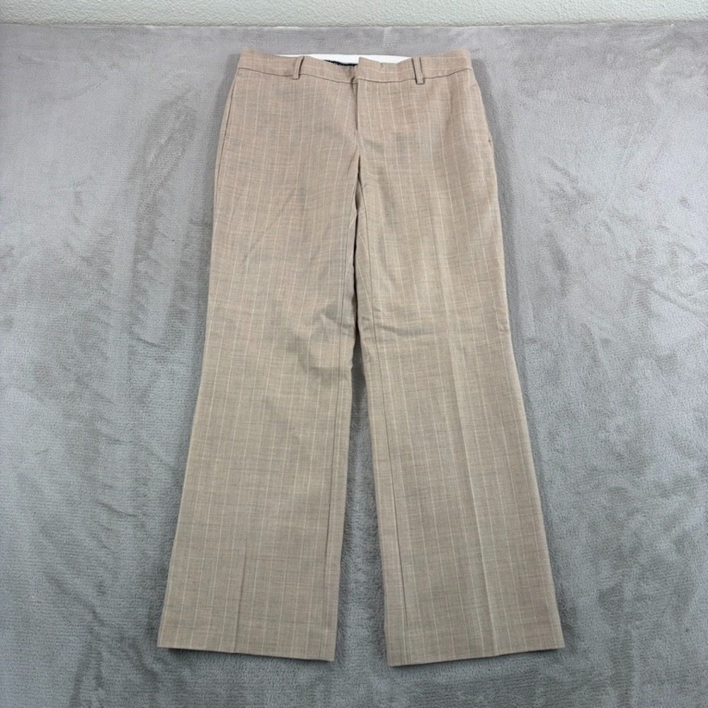 Vintage Banana Republic Martin Wide Leg Trouser Pants Women 8P Beige Plaid Wool